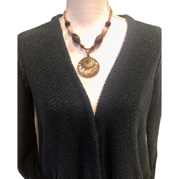 Free People Women Size XS Hi-Low Cardigan Sweater Oversized Teal Open Weave Snap - Picture 2 of 5